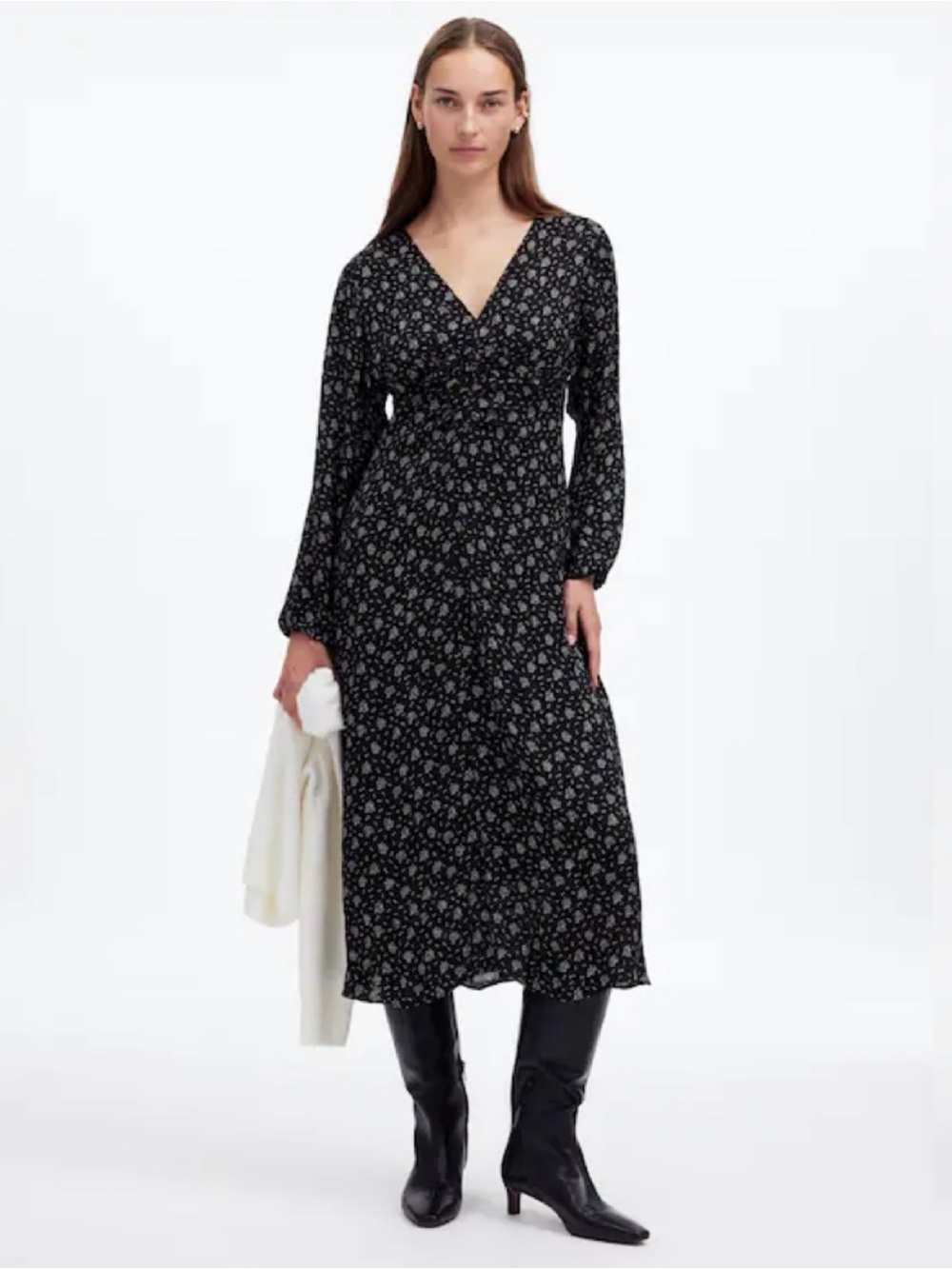 Madewell Long Sleeve Seersucker Ruched Lightweight Midi Dress Size 2